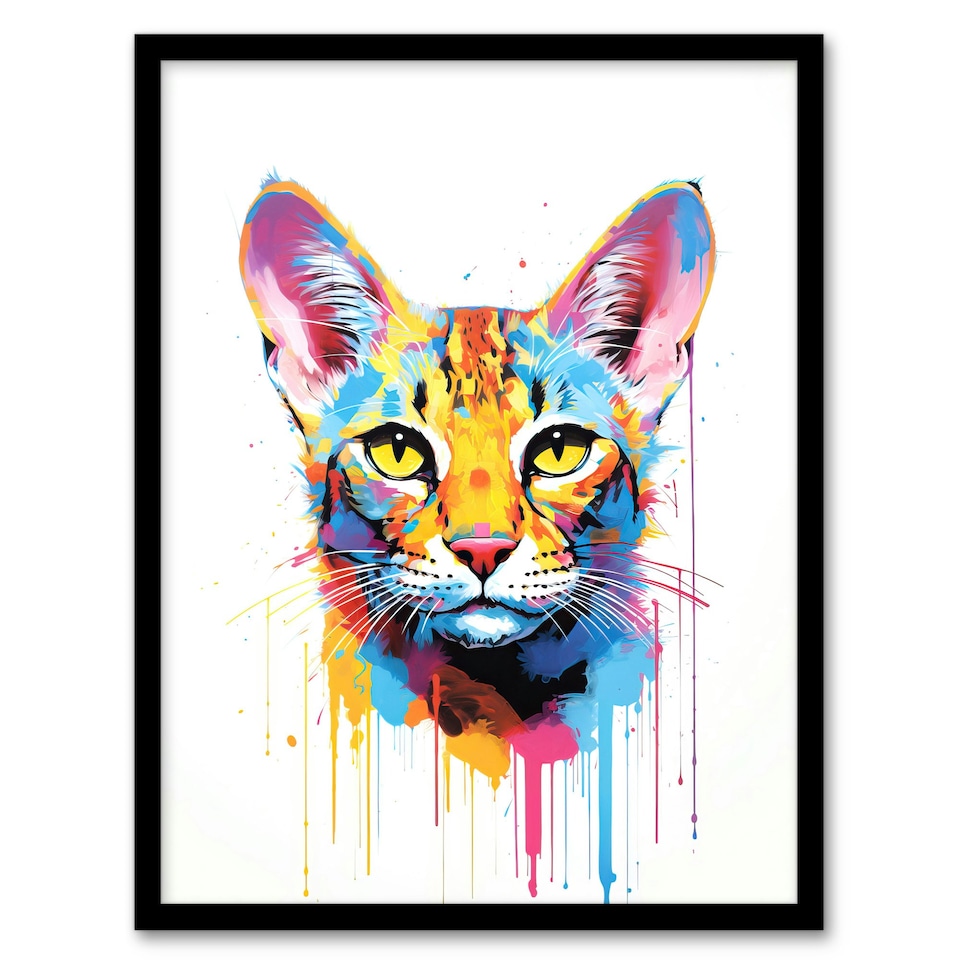 image 1 of Savannah Cat Lover Gift Pet Portrait Orange Black Framed Wall Art Print A4