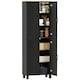 image 1 of HOMCOM Modern Kitchen Cupboard Storage Cabinet with 4 Shelves, Black Black | Natural wood top