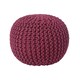 image 1 of Homescapes Plum Round Cotton Knitted Pouffe Footstool - 35 x 40 cm