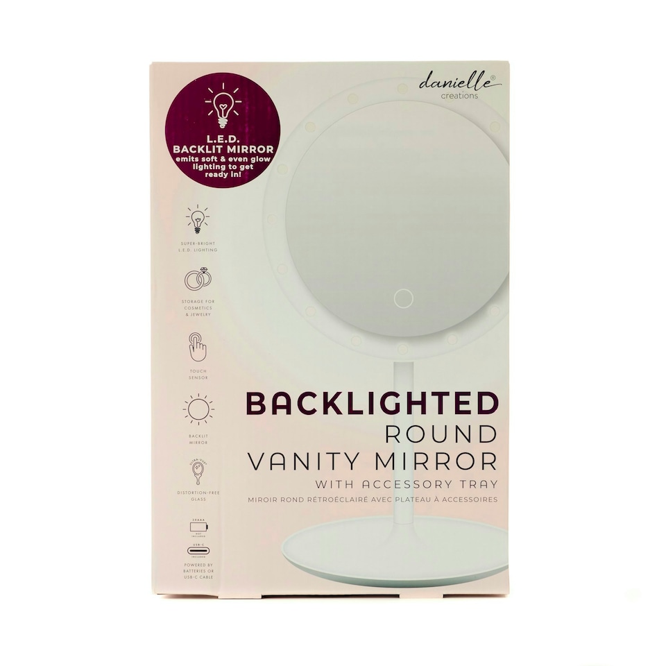 image 1 of Danielle Creations Round Backlit Mirror White