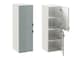 image 1 of Wall Hung Bathroom Cabinets Furniture Set Green 600mm Vanity Sink Unit with Basin and Tallboy Ribbed Fluted Cara