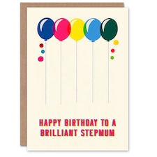 Step Mum Fun Colourful Cheerful Pink Yellow Her Step Mum Birthday Card