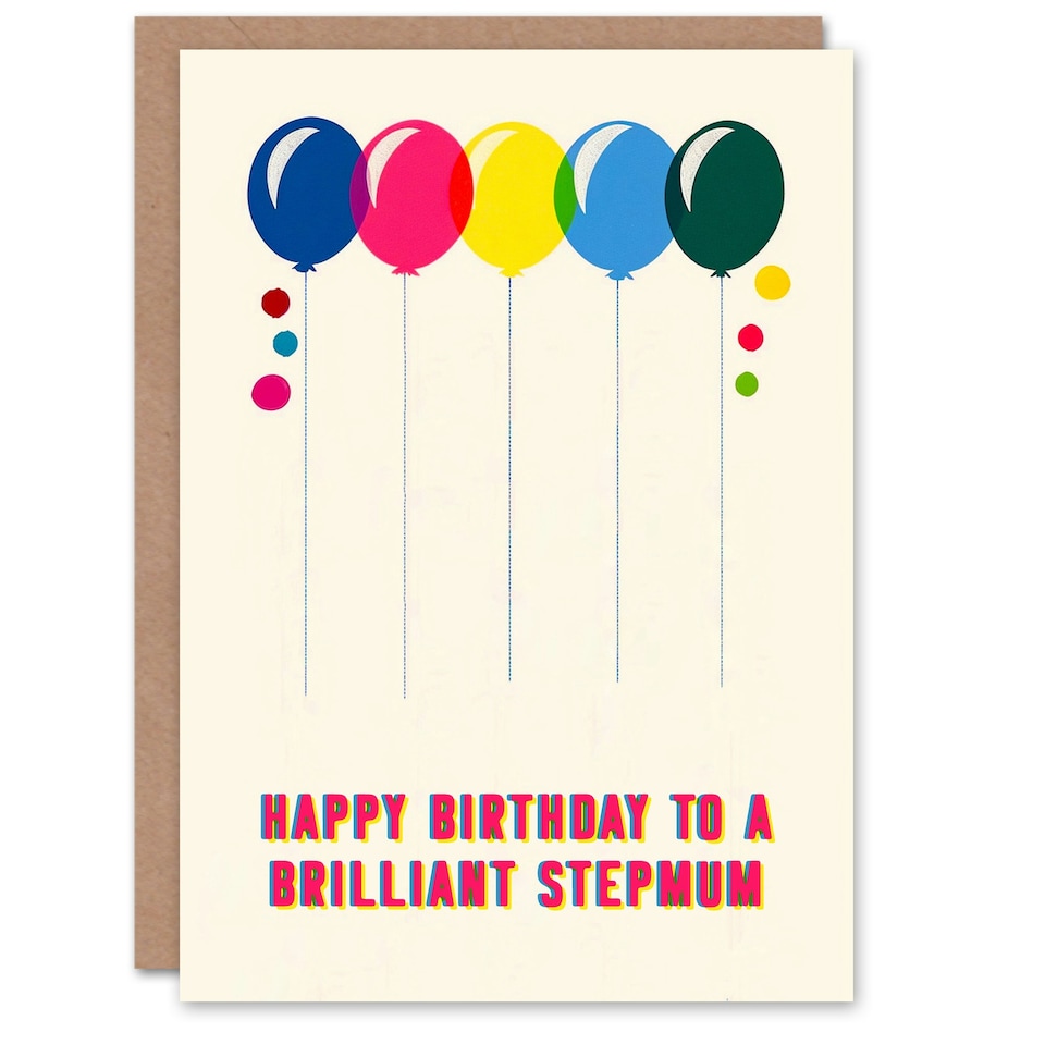 image 1 of Step Mum Fun Colourful Cheerful Pink Yellow Her Step Mum Birthday Card