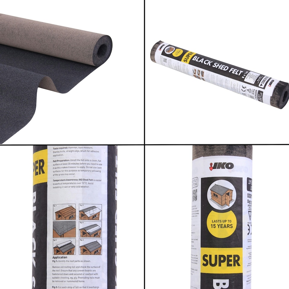 image 1 of NOVECRAFTO Polyester Shed Roofing Felt – Heavy-Duty Weatherproof Roof Felt Roll for Summerhouses, Sheds & Kennels – Premium Long-Life Roof Covering Black | 8m x 1m