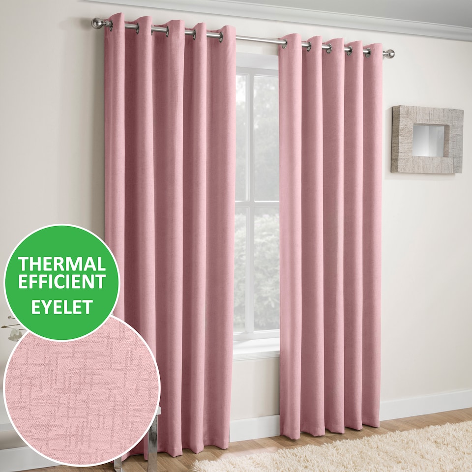 image 1 of Enhanced Living Vogue Blush Pink 46 x 90 inch (117x229cm) Eyelet Thermal Noise reducing Dim Out Curtains (PAIR)