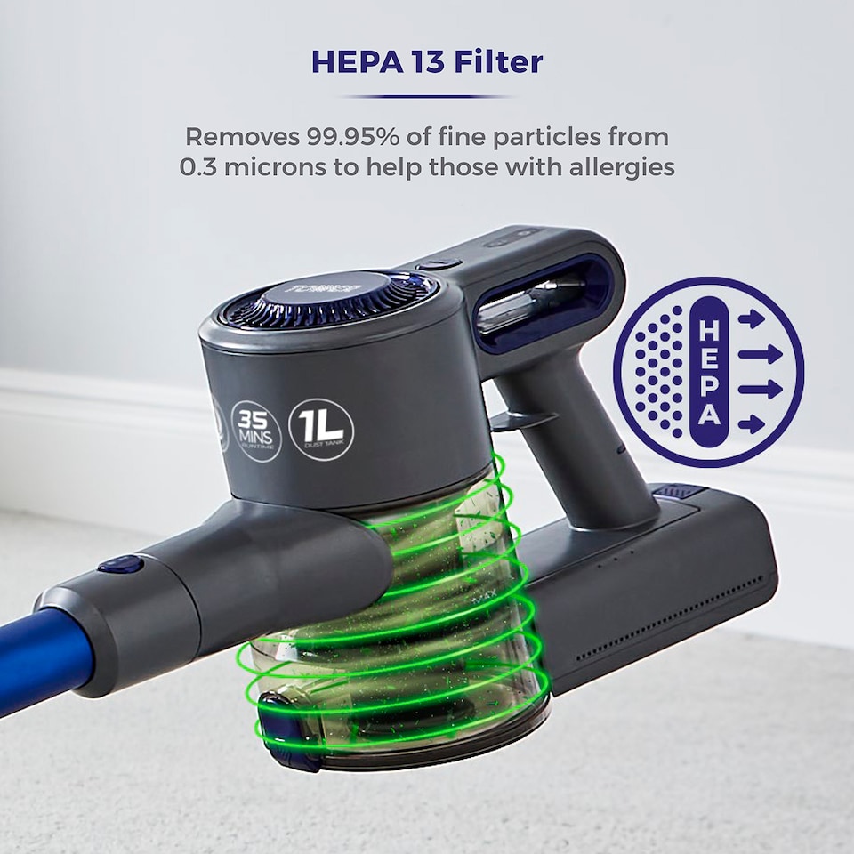 image 1 of Tower VL30 Cordless 3-in-1 Vacuum Cleaner with HEPA Filter, 1L, 150W, 22.2V, Blue & Grey, T513003