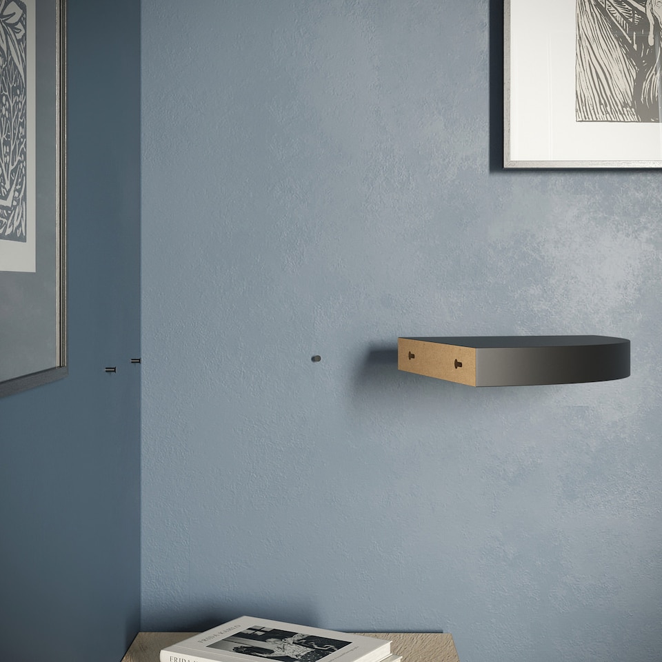 image 1 of Wooden Wall Mounted Floating Corner Shelf | Black | 1