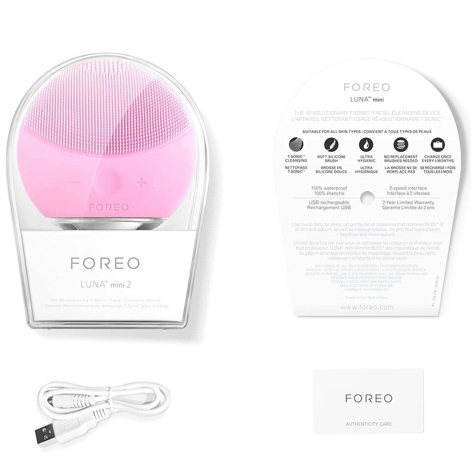 image 1 of FOREO Luna Mini 2 Facial Cleansing Brush Electric for All Skin Types, Pearl Pink