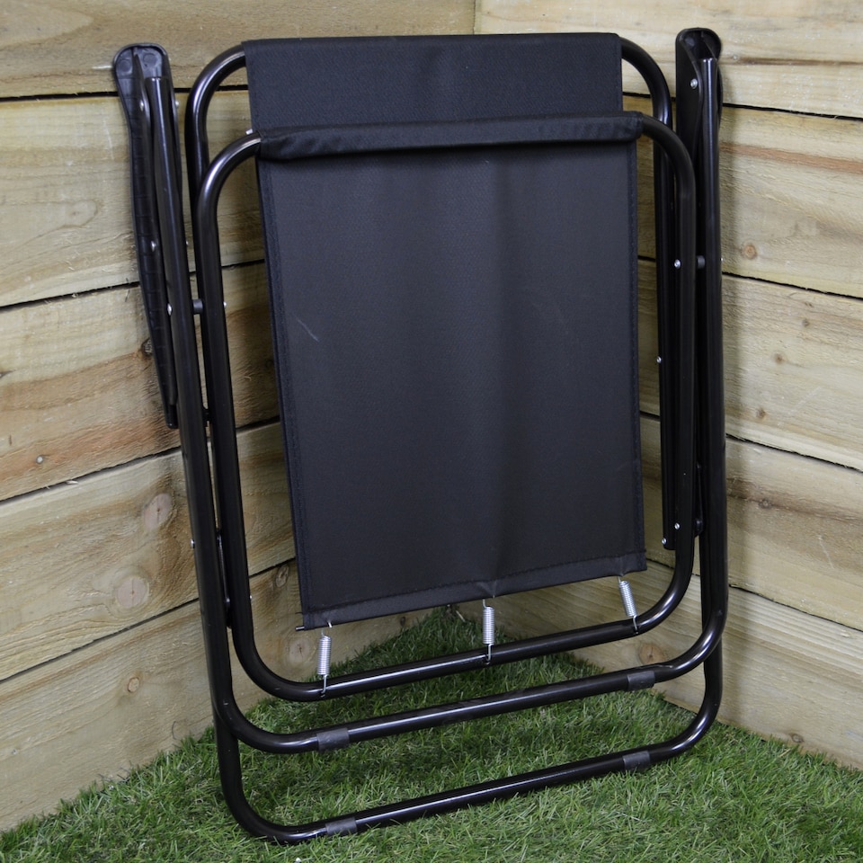 image 1 of 4 Pack Black Folding Canvas Camping / Festival / Outdoor Chairs with Plastic Arm Rests | Black | Black