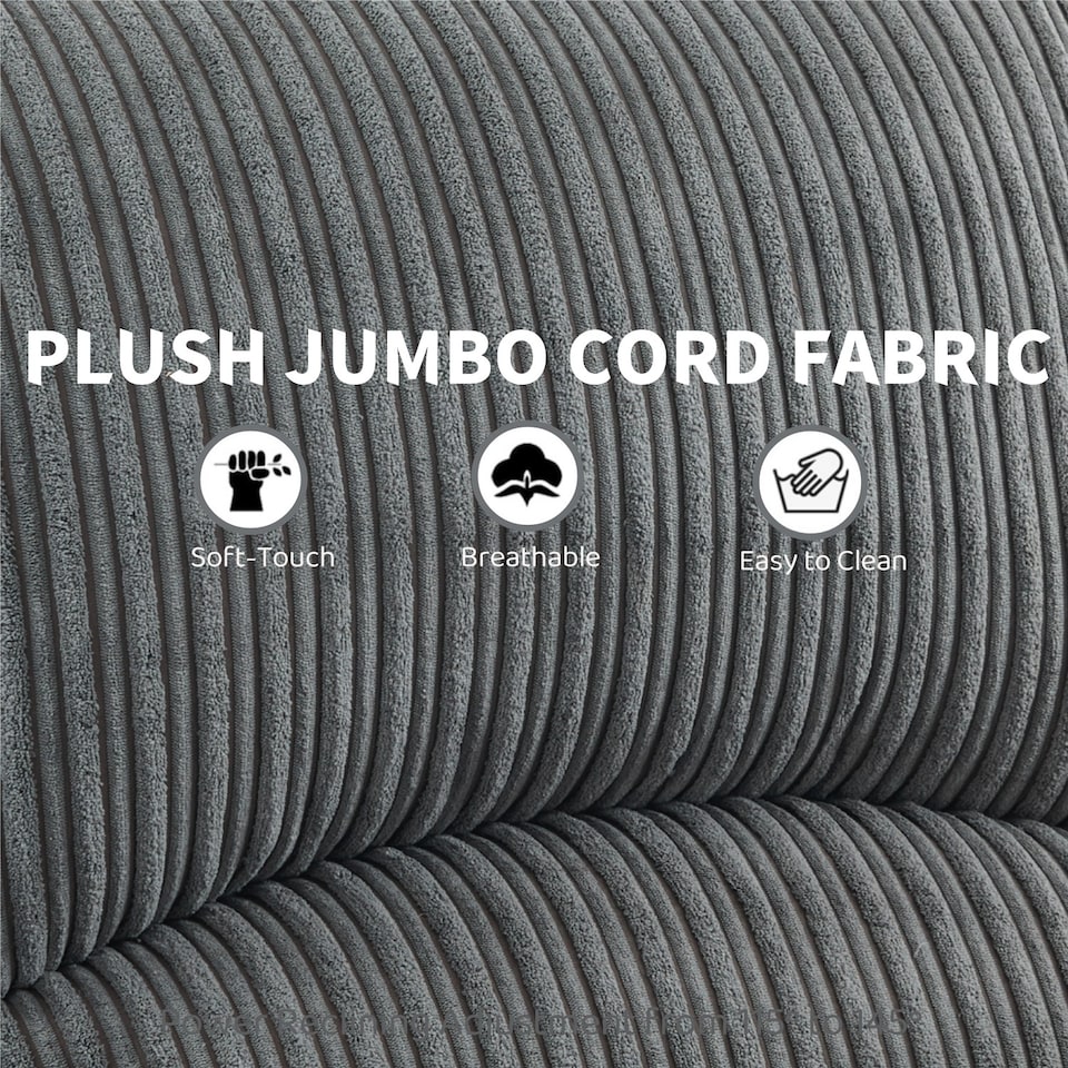 image 1 of Manual Reclining Sofa, Jumbo Cord Fabric Recliner 3 Seater Armchair - 3 Seater