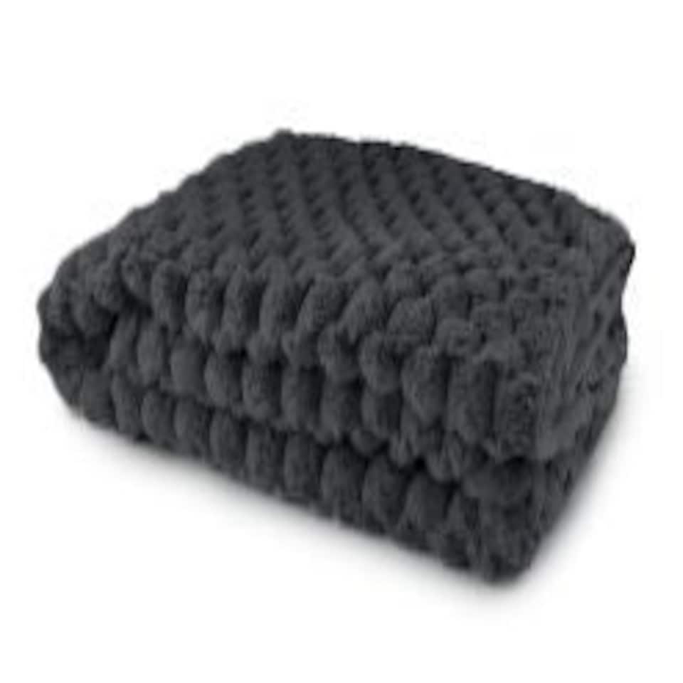 image 1 of Leah Collection Deluxe Throw in Black (50" x 60") | Black | Black