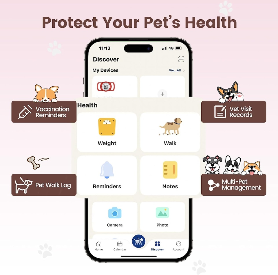 image 1 of AirTag Dog Collar Holder & Free App Pet Tracker Smart QR ID
