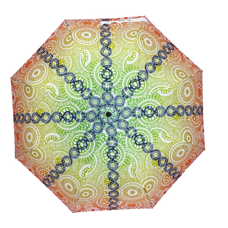 image 1 of Annie Phillips Folding Umbrella Automatic Open Close Circles Multi