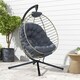 image 8 of Outsunny PE Rattan Hanging Swing Chair w/ Stand & Cup Holder, Grey | Grey | One Size