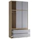 image 6 of 120cm 3 Sliding Doors Children Kids Wardrobe Bedroom Storage Closet Hanging Rail | Multi | Oak with Grey Doors | 1