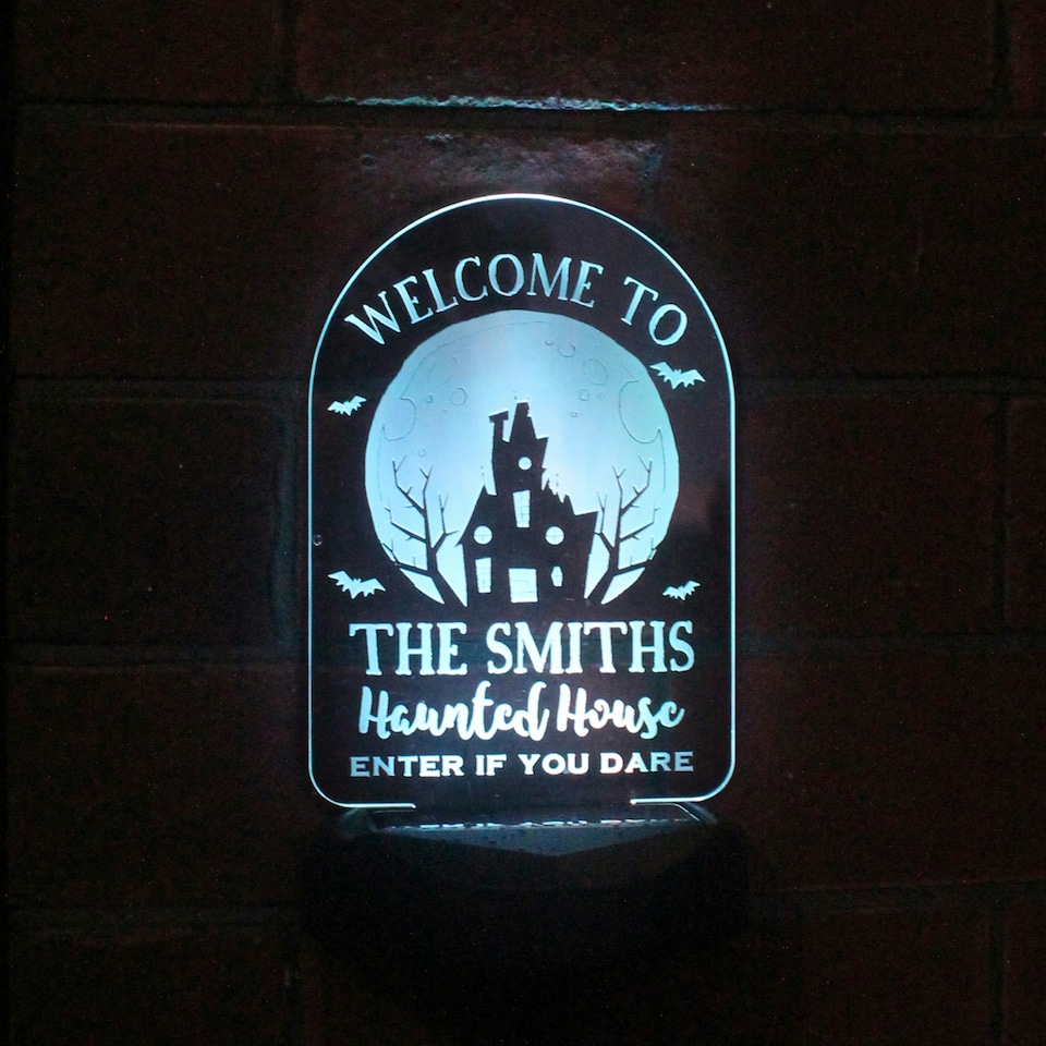 image 1 of Personalised Haunted House Halloween Solar Light