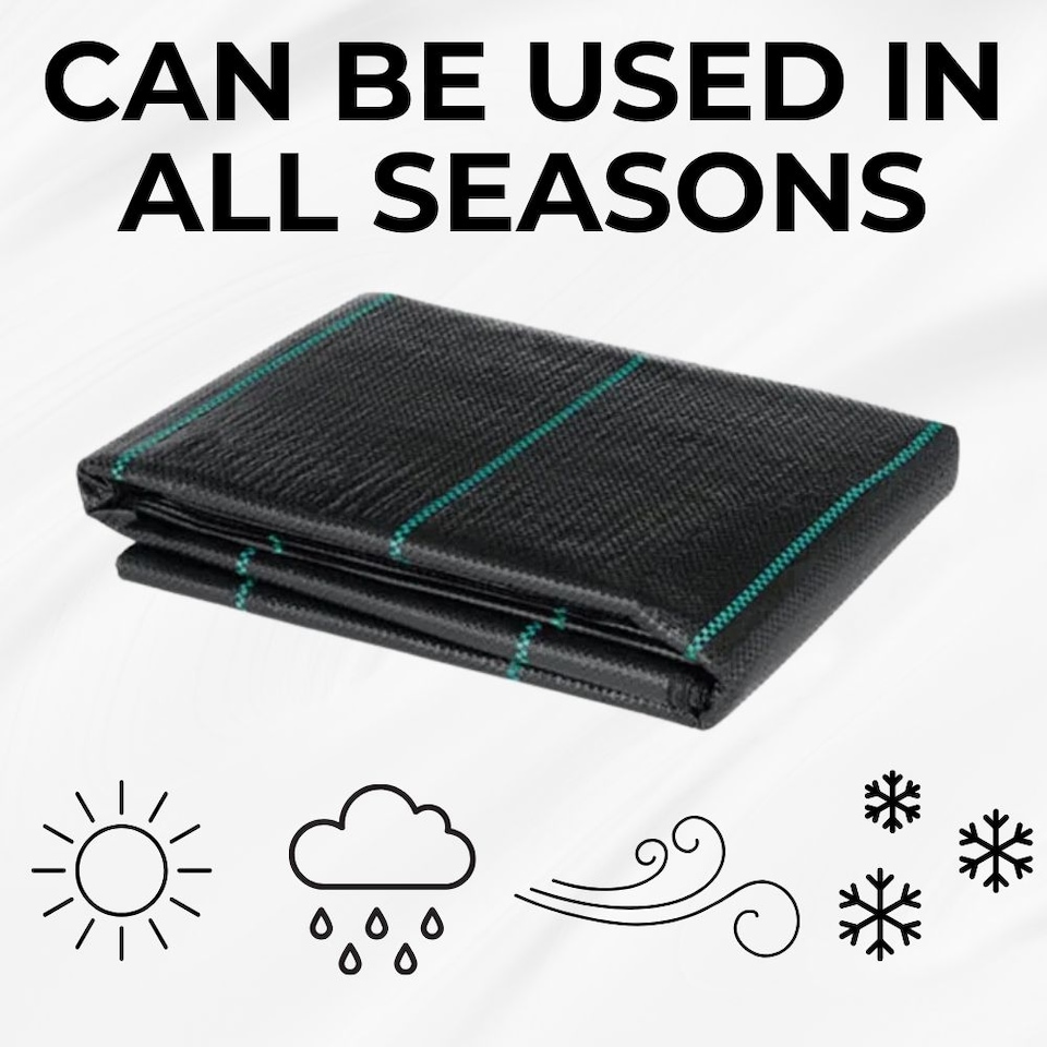 image 1 of Weed Control Membrane Barrier Fabric - 100gsm Heavy Duty - 4m x 10m | Black | 4M x 10M | 1