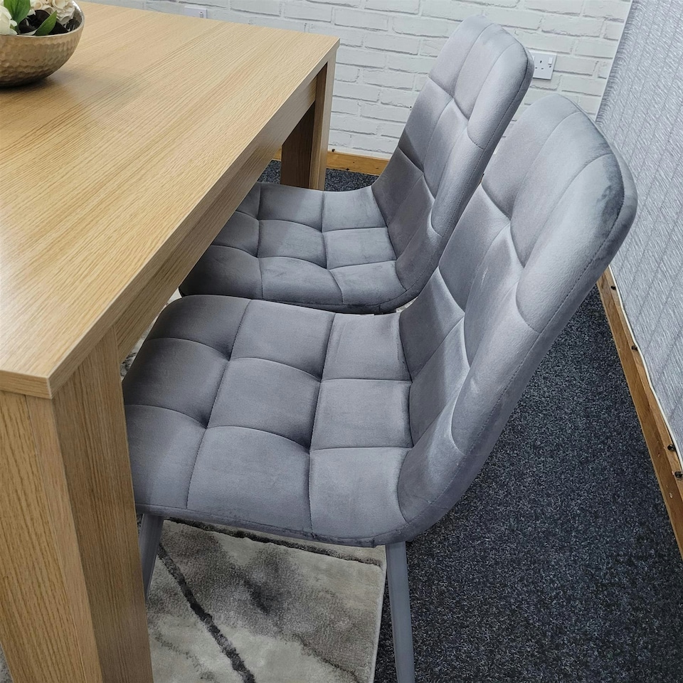 image 1 of Dining Table Set with 2 Chairs Dining Room and Kitchen table set of 2, and Benches Grey
