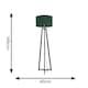 image 3 of ValueLights Lottie Black Wood Tripod Floor Lamp with Green Fabric Drum Shade | Green
