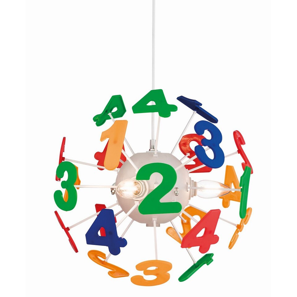 image 1 of Numbers 4 Light Children Ceiling Pendant Multicolour, E14