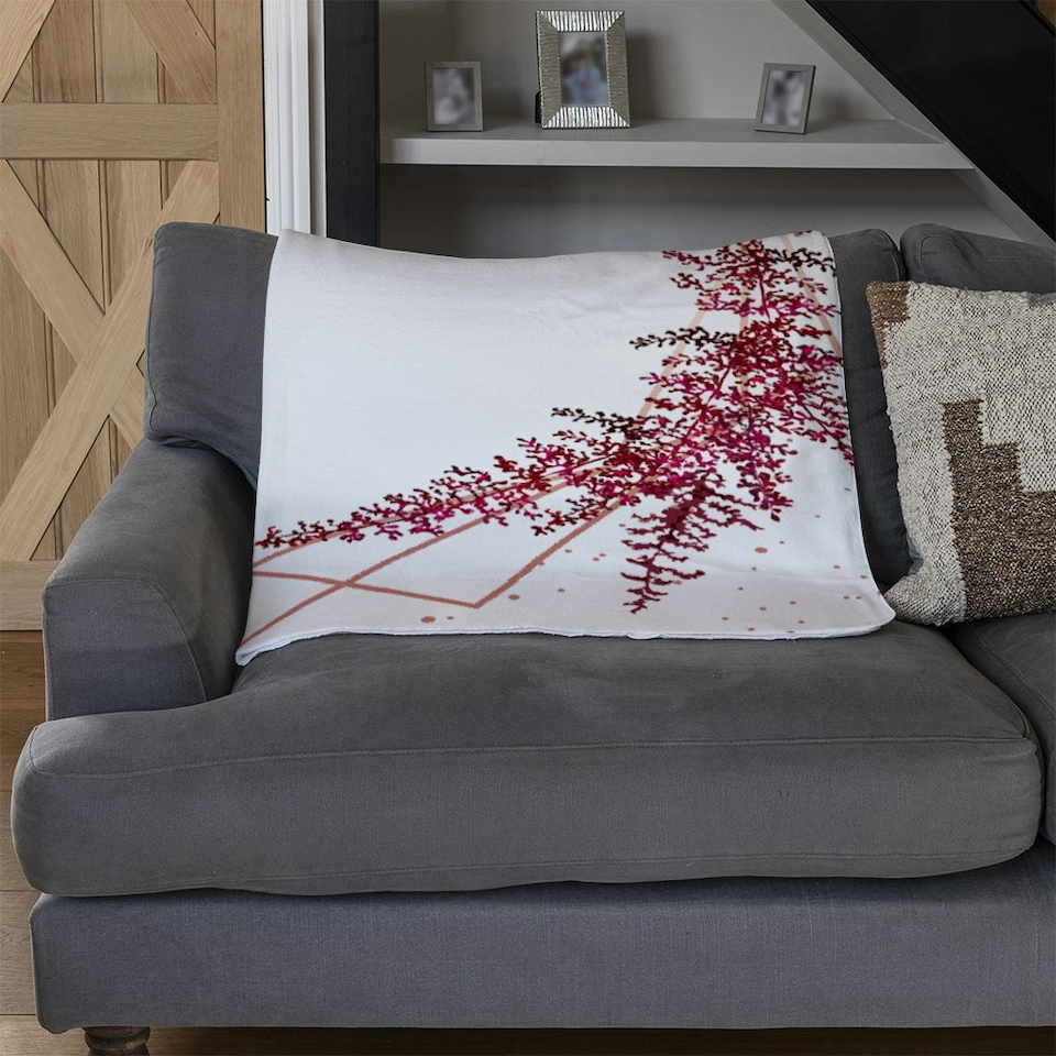 image 1 of Pink Flower And Geometric Shapes (Blanket)