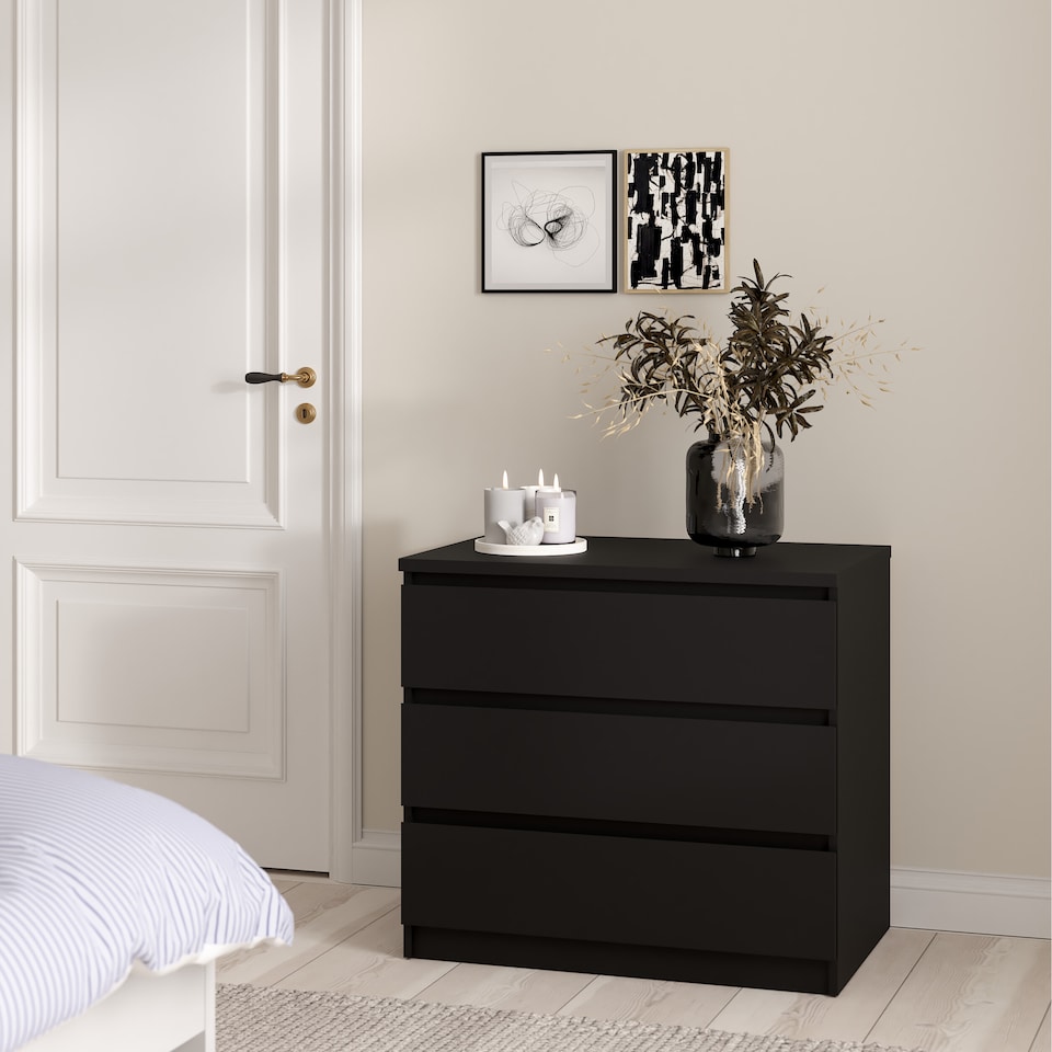 image 1 of Naia Chest of 3 Drawers in Black Matt