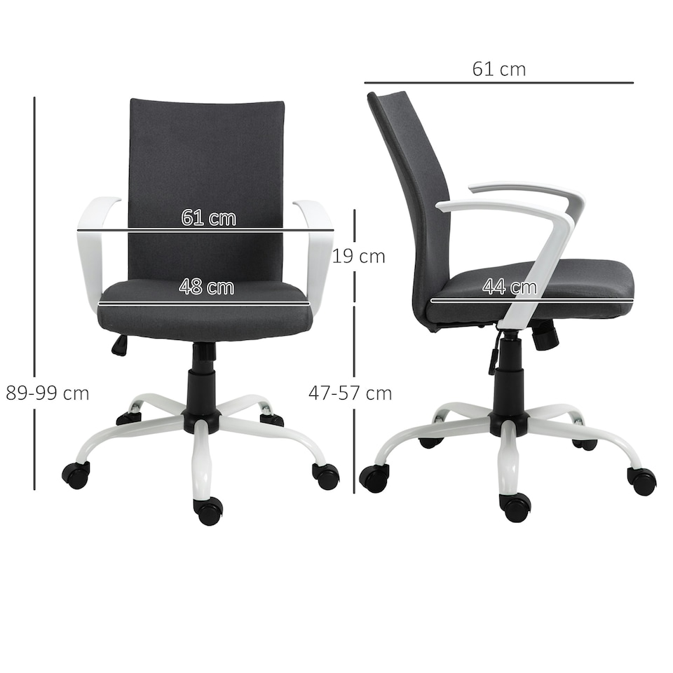 image 1 of Vinsetto Home Office Linen Chair Swivel Computer Chair, Dark Grey