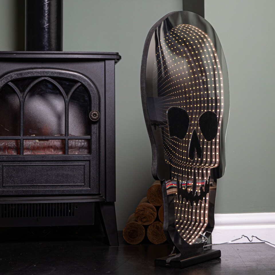 image 1 of 60cm Light up Halloween Skull Infinity Decoration with Warm White LEDs
