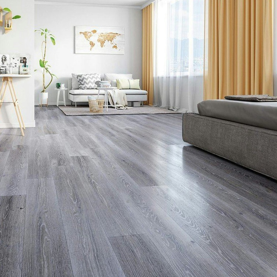 image 1 of Living and Home 21Pcs Rustic Style Wood Plank PVC Flooring - Grey 91.5 L x 15.2 Wcm Grey