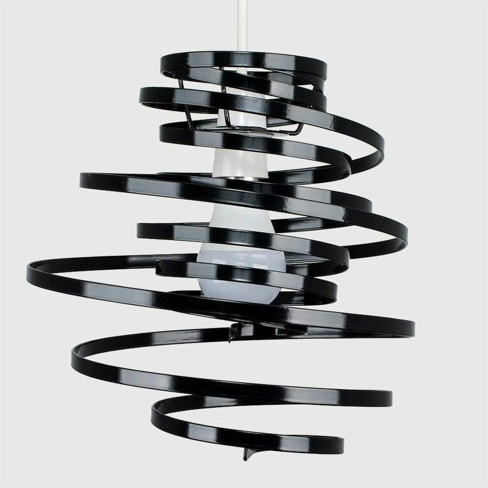 image 1 of ValueLights Contemporary Black Metal Double Ribbon Spiral Swirl Ceiling Light Pendant