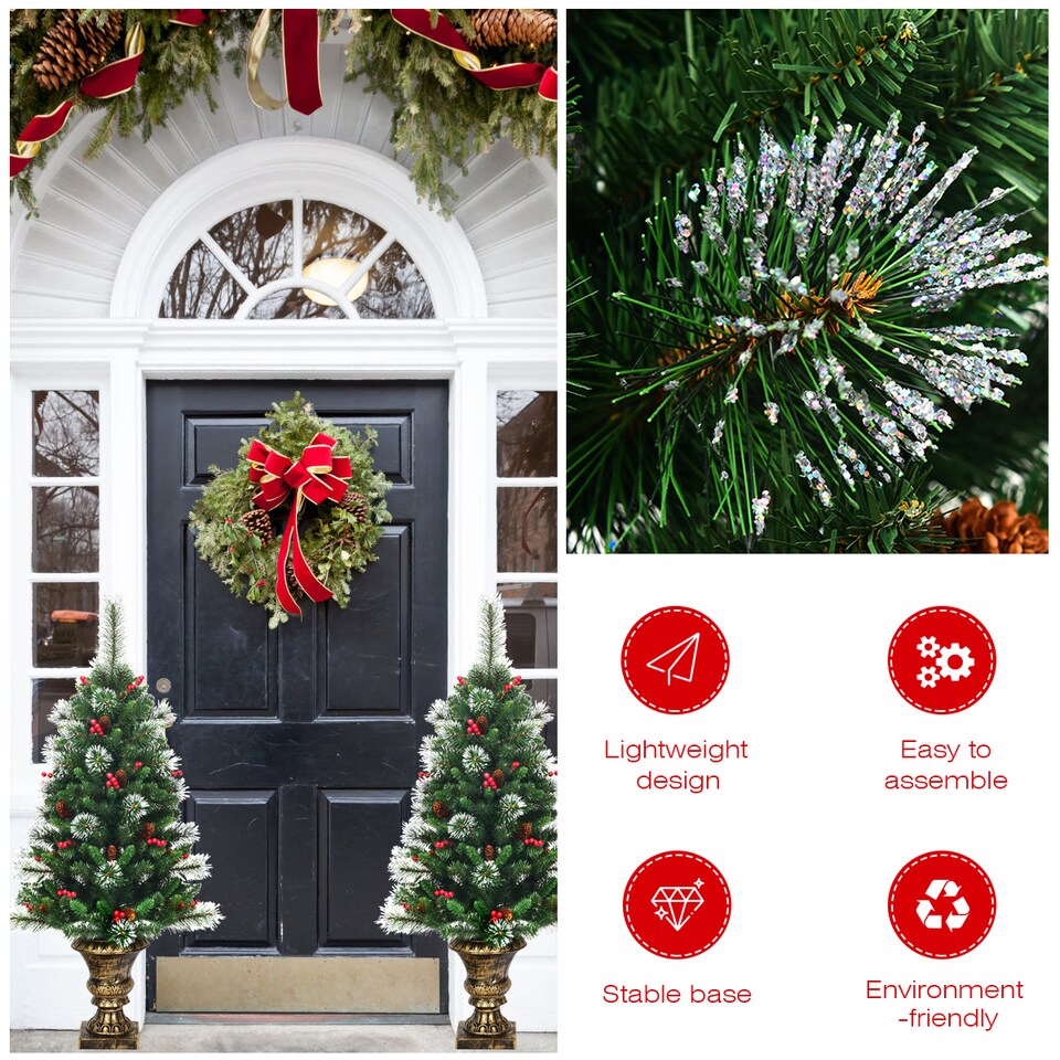 image 1 of COSTWAY 4FT Artificial Christmas Tree Mini Tabletop Christmas Tree with Base