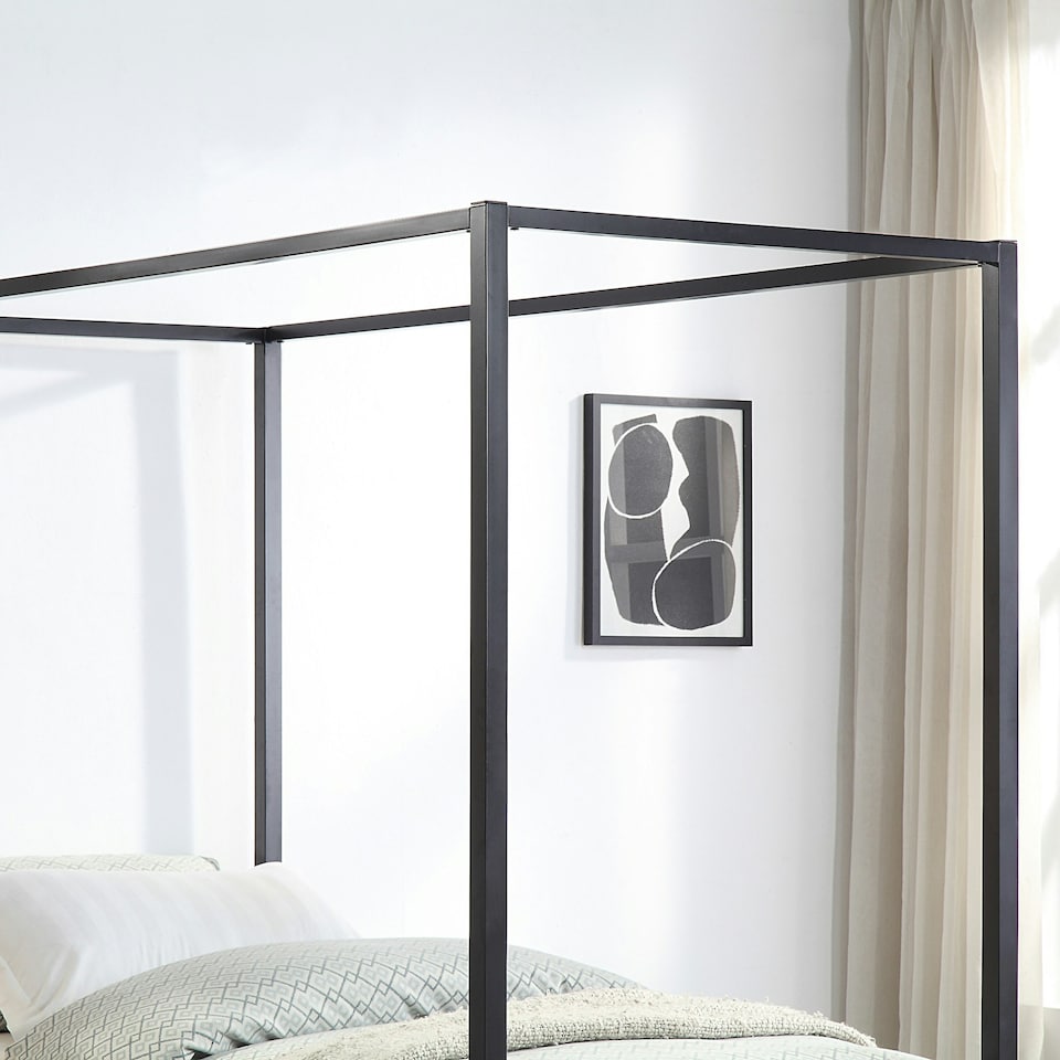 image 1 of Ashwell Modern Four 4 Poster Black Metal Bed Frame (Single)