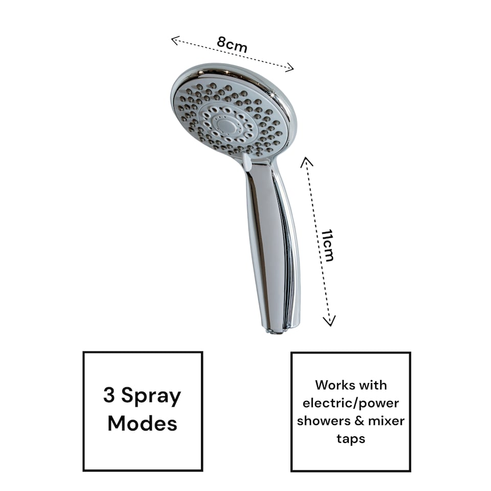 image 1 of Showerdrape Aquajet Chrome 3-Spray Pattern Shower Head | Silver | 1