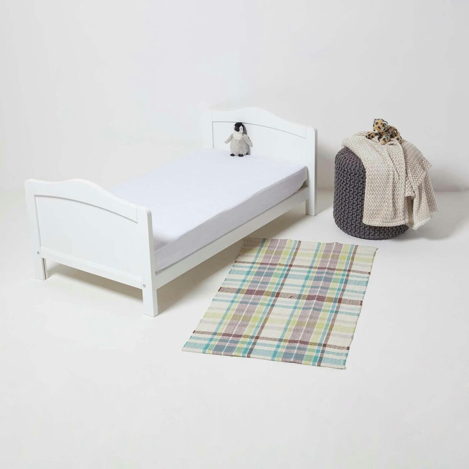 image 1 of Homescapes Cot Bed Terry Towelling Waterproof Mattress Protector - 60 x 120 cm - Pack of 2 | White | Cot Bed