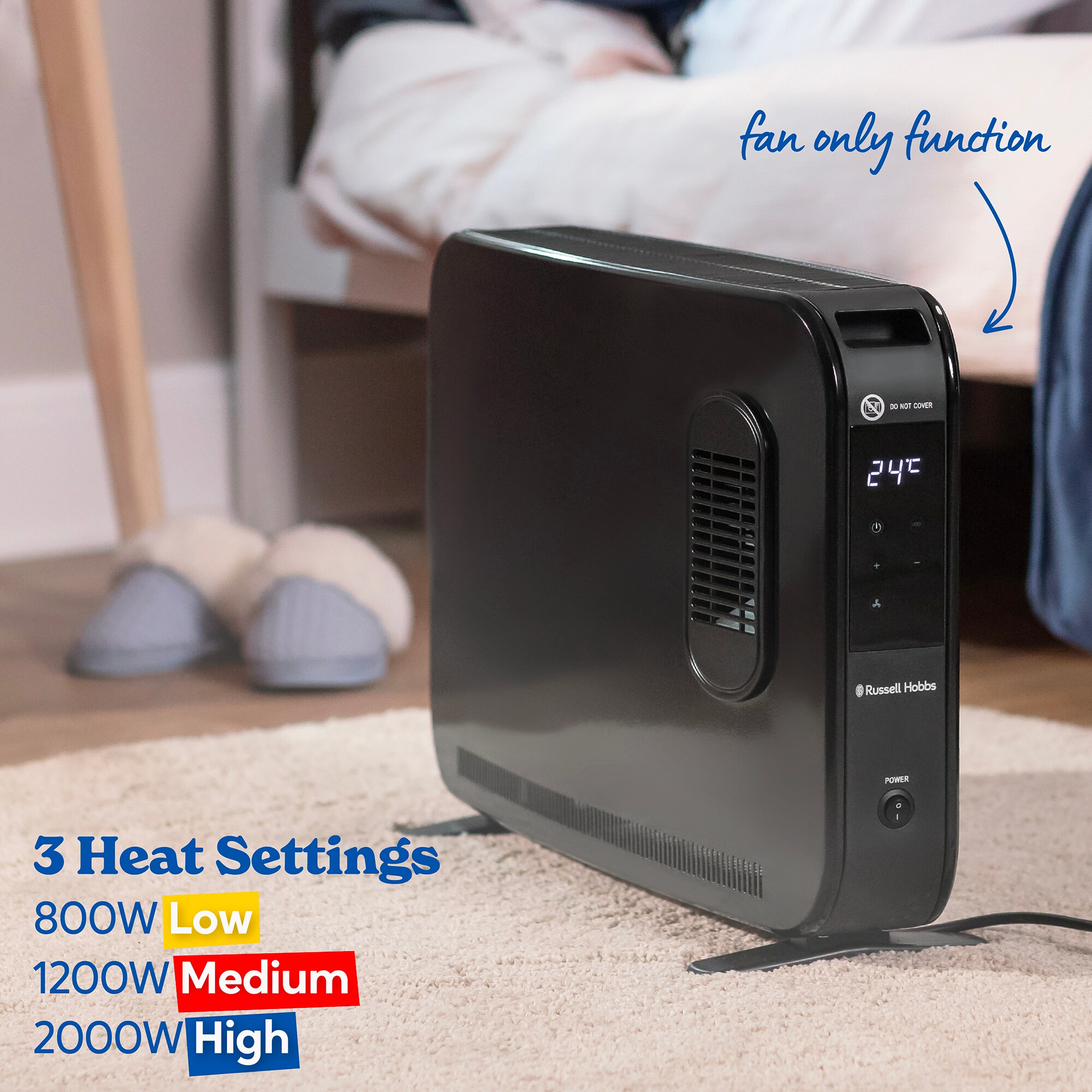 Russell Hobbs 2000W/2KW Electric Convector Heater with 24 Hour Timer in