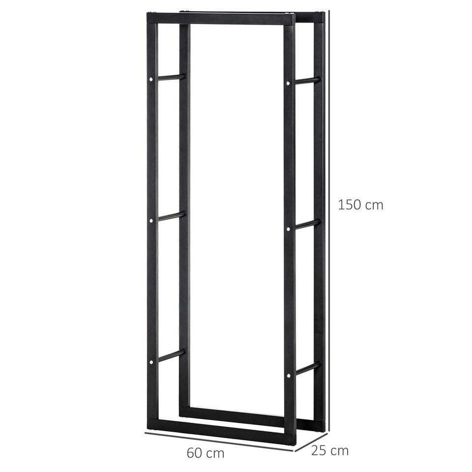 image 1 of HOMCOM 150cm Metal Firewood Log Holder Rack Elevated Design, Base Side Rails