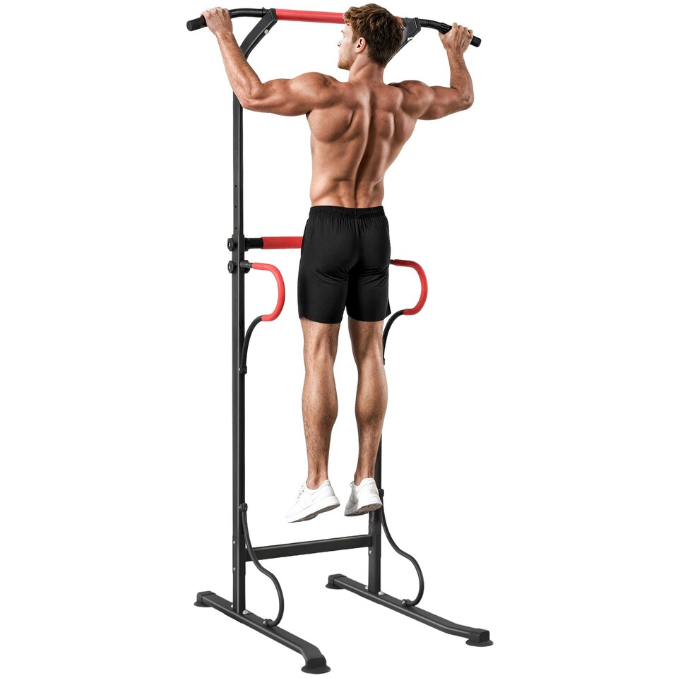 image 1 of HOMCOM Steel Multi-Use Exercise Power Tower Station Adjustable Height w/ Grips