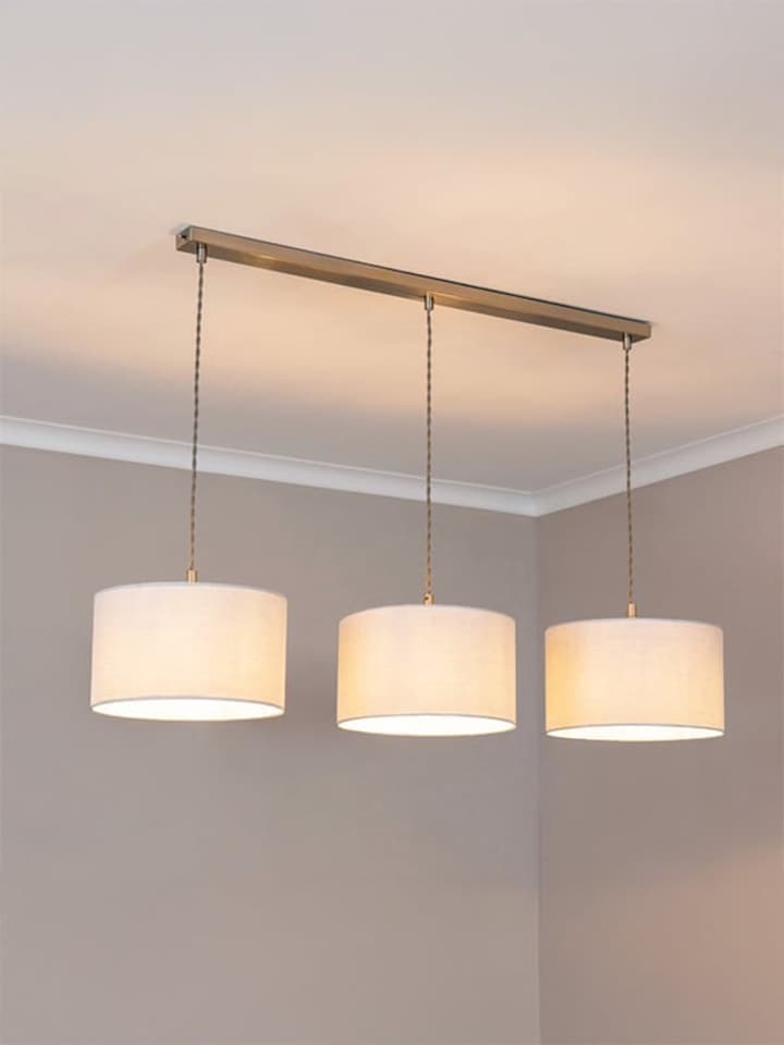 image 1 of ValueLights Shaw Diner Bar 3 Drop Brushed Chrome Adjustable Pendant Ceiling Light | Chrome