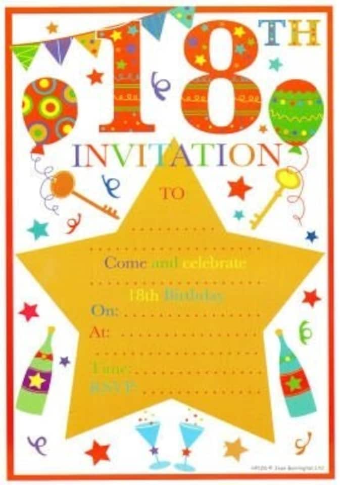 image 1 of 18th Birthday Party Invitations - 20 Pack