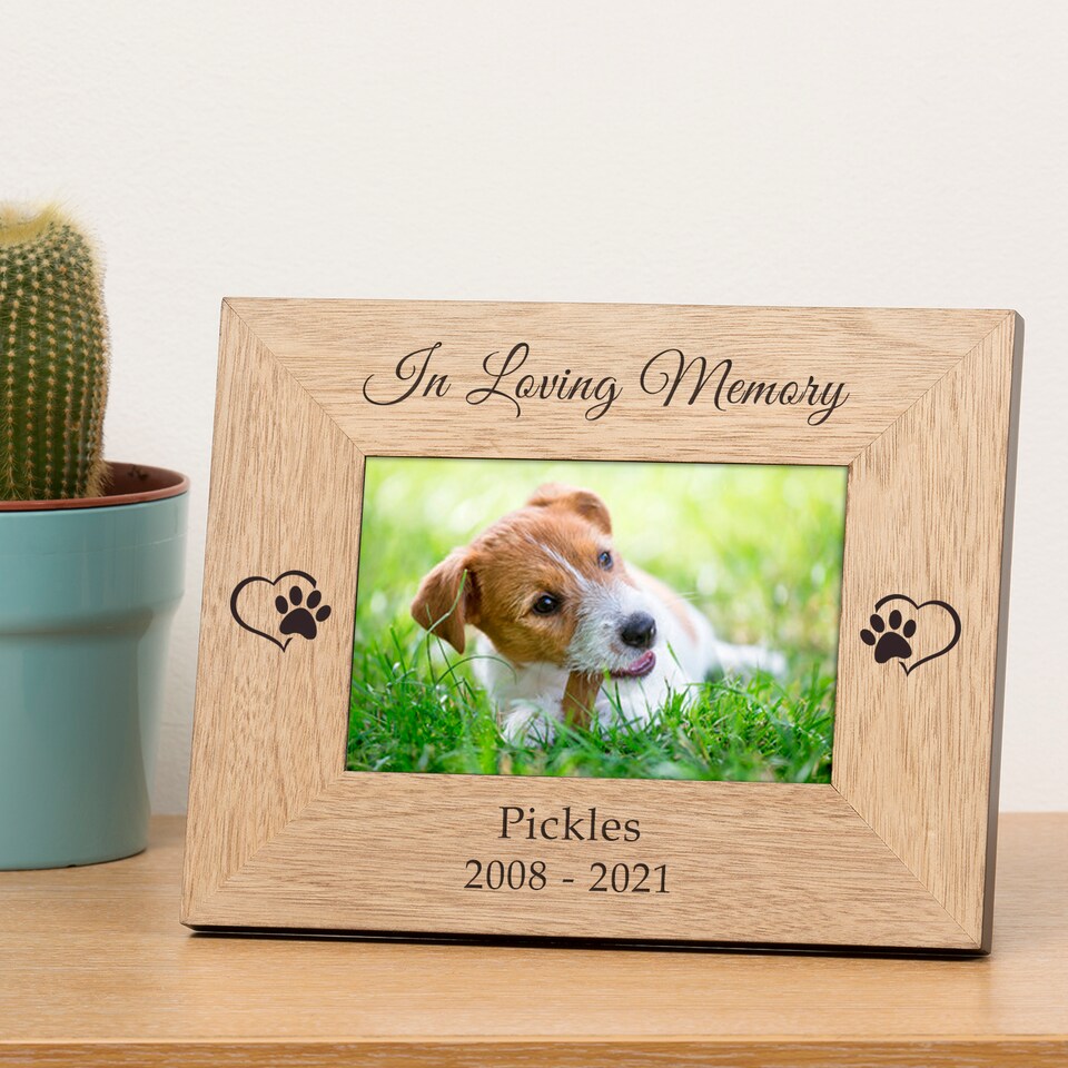 image 1 of Personalised In Loving Memory Pet Memory Wood Picture Frame 7x5 Sympathy