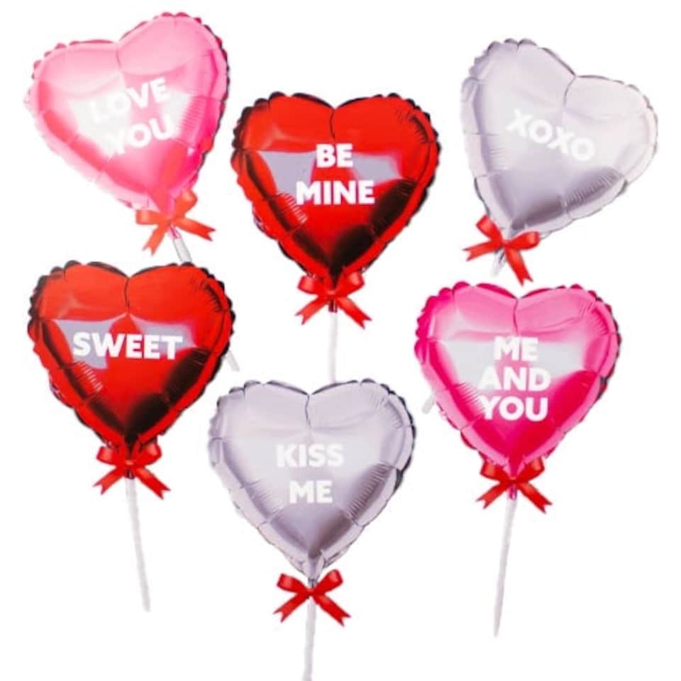 Heart Shaped Customisable Message Air Fill Foil Balloons 13cm / 5 in - Pack of 6
