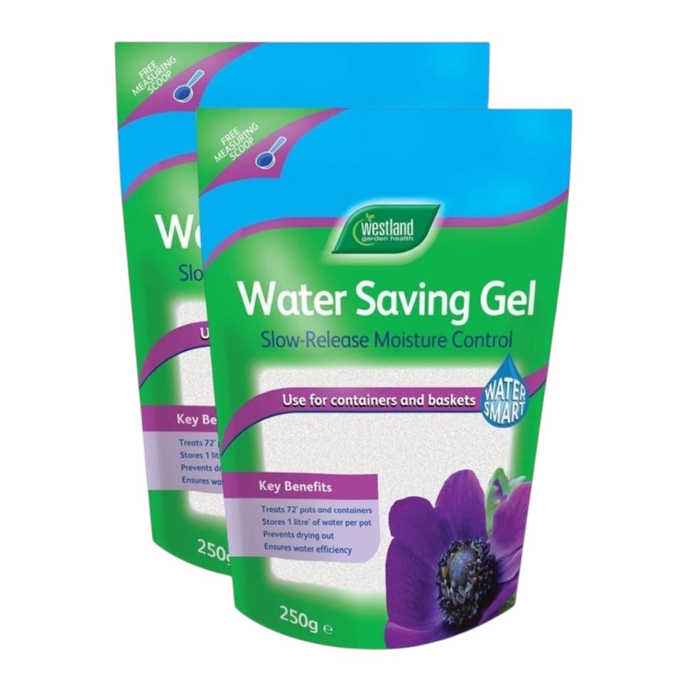 image 1 of Westland Water Saving Gel 2 x 250g Plant Soil Moisture Retention Gel for Pots Garden Patio Containers Hydration Booster
