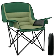 Outsunny Camping Chair for Adults, Padded Folding Chair, Olive Green 