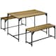 image 2 of HOMCOM Dining Table and Bench Set for 4, Kitchen Table with 2 Benches, Space Saving Dining Room Sets, Natural