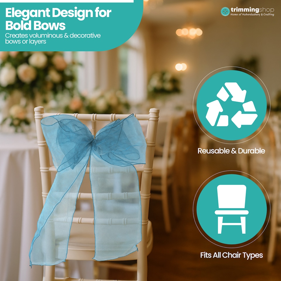 image 1 of 17 x 280cm Organza Chair Sashes, Sheer Sash Ties - 1pc