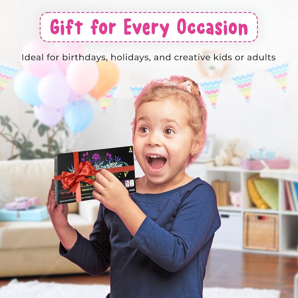 image 1 of Desire Deluxe Acrylic Paint Pens for Rock Painting, Stone, Ceramic, Glass, Wood, Canvas – Set of 6 Non Toxic Water Based Markers - Great Artists Painting Supplies