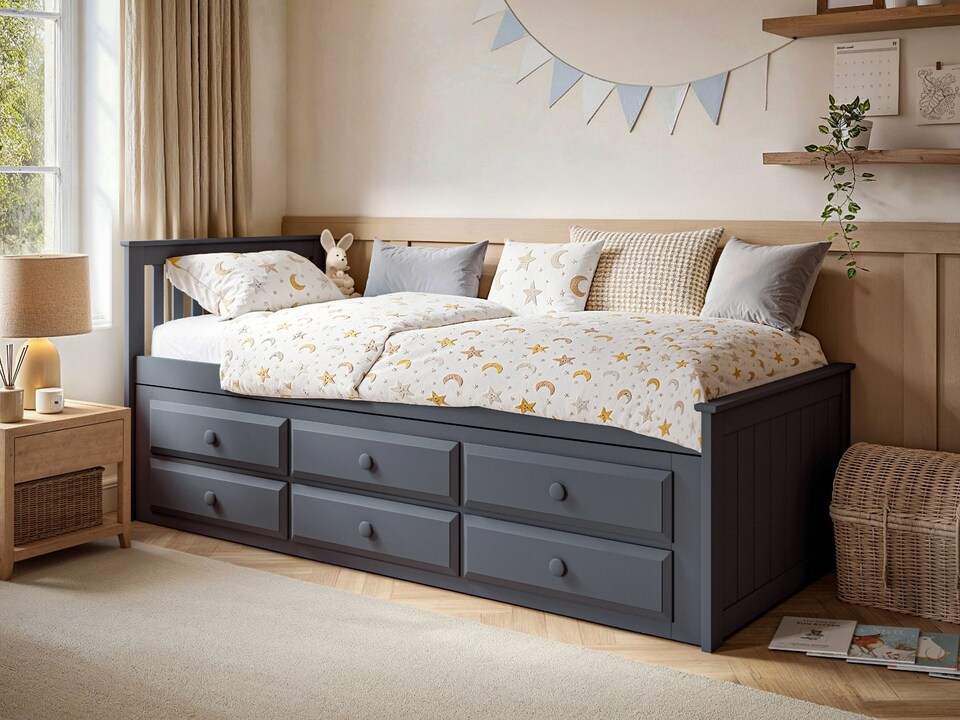 image 1 of Flair Montana Captain's Bed with Drawers & Trundle Grey