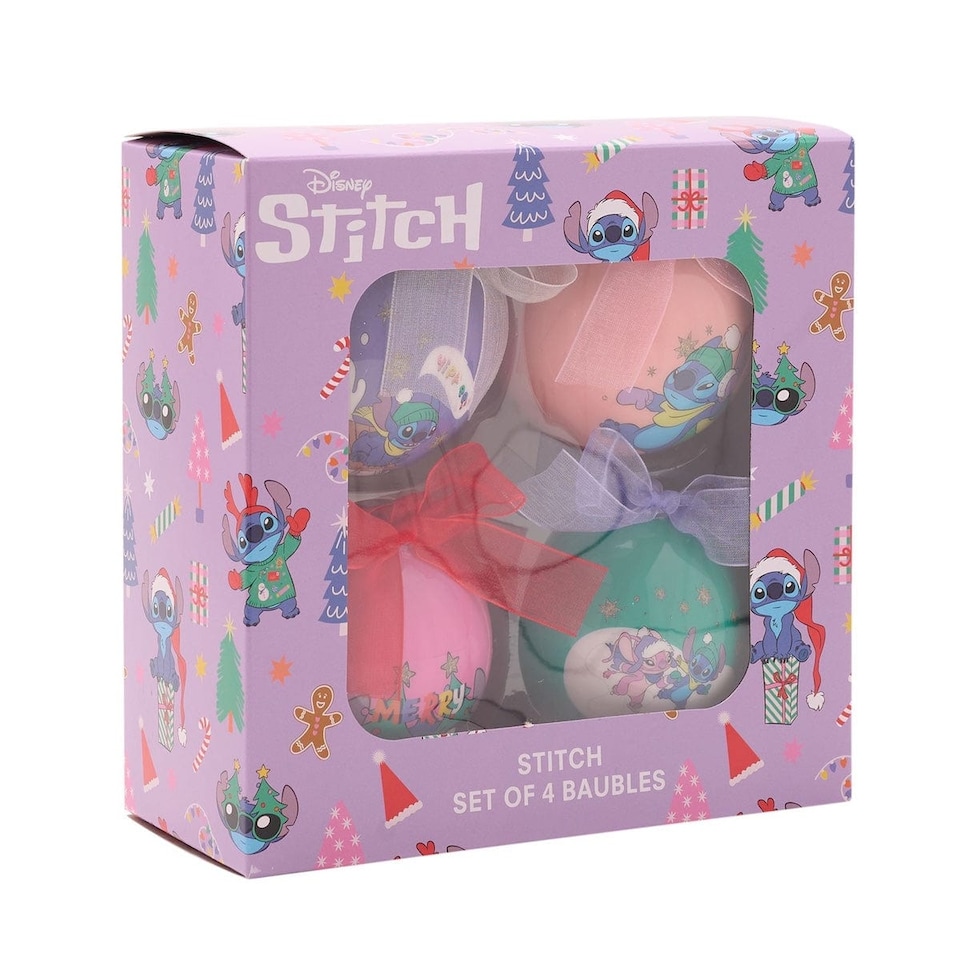 image 1 of Widdop Gifts Disney Lilo & Stitch Set of 4 Christmas Tree Baubles