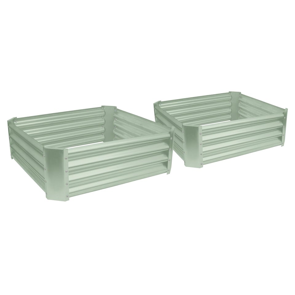 image 1 of Harbour Housewares Square Galvanised Steel Raised Garden Beds - 90cm x 90cm - Green - Pack of 2 | Green | Green