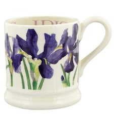 Mug: 1 x 300ml Emma Bridgewater Blue Iris Half Pint Mug, Ceramic White